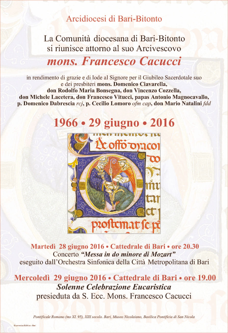 50 Anniversario Di Ordinazione Presbiterale Del Nostro Arcivescovo Santi Medici Bitonto